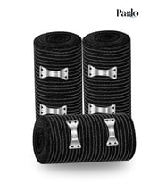 Parlo Siyah Elastik Bandaj 10 cm x 1,5 m 3’lü Set – %300 Esnek, 4,5 m’ye Kadar Uzayan, Metal Kancalı Destek ve Sargı Bandajı