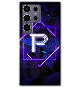 Galaxy S24 Ultra Kılıf HD Desen Baskılı Kılıf - Dark Neon Yaprak P Harfi