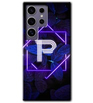 Galaxy S24 Ultra Kılıf HD Desen Baskılı Kılıf - Dark Neon Yaprak P Harfi
