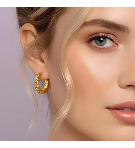 Bontexs Kadın Altın Kaplama Burgu Halka Küpe (Gold)