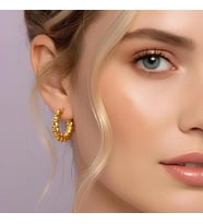 Bontexs Kadın Altın Kaplama Burgu Halka Küpe (Gold)