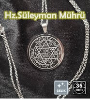 🙏Hz.Süleyman Mührü Çelik Kolye 🎨 Gümüş Renk (18)