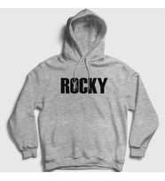 Presmono Unisex Gri Logo Film Rocky Kapüşonlu Sweatshirt 250089tt (Gri)