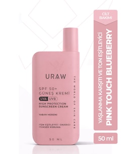 Uraw Pink Touch Blueberry Yaşlanma Karşıtı & Ton Eşitleyici Pembe Bazlı Güneş Koruyucu Krem 50 ml
