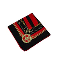 VESİ Eşarp Zincir Desenli Sport Twill Eşarp 120x120 cm (Siyah-Kırmızı)
