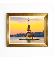 Tablore Altın Çerçeveli Kız Kulesi Kanvas Tablo İstanbul Duvar Dekorasyonu