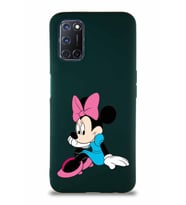 Oppo A72 Soft Premier Kapak Minnie Mouse-E Tasarımlı Silikon Kılıf - Yeşil (Şeffaf)