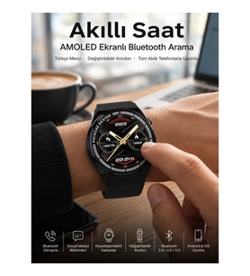Mey İthalat® Bluetooth Bağlantılı Akıllı Saat Tüm Telefonlara Uyumlu Değiştirilebilir Kordon