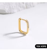 14 Ayar Modern Taşlı Tek Halka Altın Küpe 0,94 gr