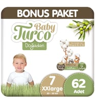 Baby Turco 7 Beden Bebek Bezi Bonus Paket 62 Adet