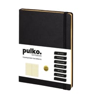 PULKO NOTEBOOK PND009 YUMUŞAK KAPAK 19x25cm 90gr.192 SAYFA YALDIZ ALTIN KENAR ÇİZGİLİ DEFTER - SİYAH