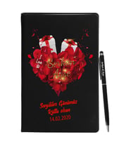 Sevgililer Gününe Özel Siyah Defter Kalem Seti 32