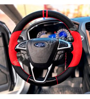Ford S-Max Mk2 Dikme Direksiyon Kılıfı Parlak Siyah Kırmızı Detaylı Kırmızı Çift Yüzük ve Dikiş 2015-2023