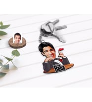BK Gift Kişiye Özel Godfather Baba Karikatürlü Ahşap Anahtarlık-6 (Beyaz)