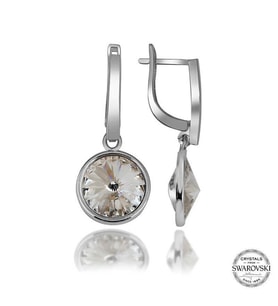 Swarovski Crystal Taşlı Gümüş Beyaz Sallantılı Kadın Küpe