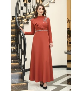 Elif Taşlı Abiye  Kiremit ELB40