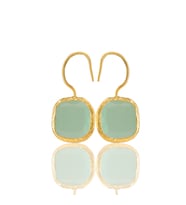 Kadir Jewellery 22 Ayar Altın Kaplama Kare Taşlı Küpe -El İşçiliği Ve Hipoalerjenik Küpe