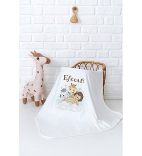 Pia Baby Premium %100 Pamuk Çift Kat Penye Bebek Battaniyesi 80x80 cm 5041-11 (Krem)
