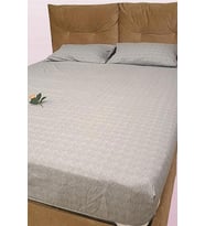 Çarşaf 90298 Fıtted Çift Kişi Keten Tarzı Pamuk Kumaş 2Yastık Kılıflı açık Gri