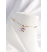 pilelistore 316L Çelik Gold Renk Renkli Zirkon Taşlı Kalp Halhal - TJ-HH1609