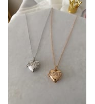 Kararmaz Paslanmaz Zirkon Taşlı Love Kapaklı Çelik Kalp Kolye (Gold)