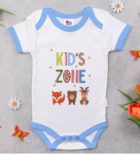 BK Kids Kid's Zone Tasarımlı Mavi Bebek Body Zıbın-1