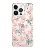 Apple iPhone 13 Pro Uyumlu Kapak Floral Kırmızı Tasarımlı Şeffaf Silikon Kılıf