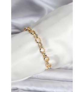 14K Gold Renk Kaplama Lazerli Zincir Model CM Kadın Bileklik - TJ-BB8120