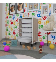 Kenzlife sepetli mutfak dolabı ruberu crd 074x45x30 banyo oyuncak çamaşır beyaz 5 li sepet (Karışık)