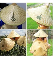 Naturel Renk Cambodia Kamboçyalı Vietnam Şapkası PVC Hasır