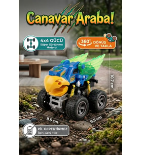 Kartal Temalı Canavar Araba Seti - 360 Derece Takla Atan Atalet Motorlu Monster Truck Oyuncak
