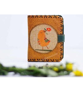 Kuş Figürlü Küçük Cüzdan Etnik Bohem Retro Style - HARDAL