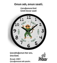 İsme Özel Gözlüklü Kaykaylı Maymun Çocuk Odası Duvar Saati Orta Boy 30 cm Siyah Camlı Sessiz