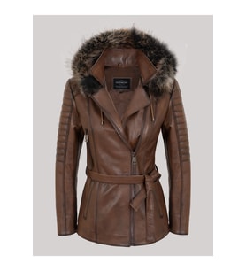 Kadın Deri Mont Kod-KA02025 (Taba)