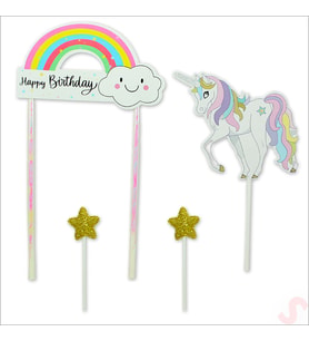 Unicorn Happy Birthday Pasta SüSü, 4'lü SET - Yıldız (STD)