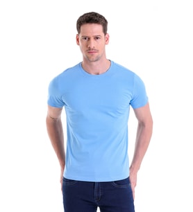 Hatemoğlu Mavi ST 22Y Basic Bisiklet Yaka Süprem T.Shirt (S-3XL) (MAVI-BEYAZ)
