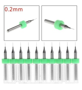 PCB Matkap Ucu  0,2mm Tungsten Mikro Karbür 10 Adet 18 Shank