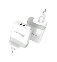 Konfulon C56Q 2xUSB QC 3.0 ve 1xType-C PD 30W Seyahat Şarj Cihazı (Beyaz)