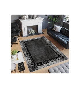 Rovigo Home Dijital Baskı Yıkanabilir Kaymaz Taban Salon Halısı RVG0474 (Siyah)