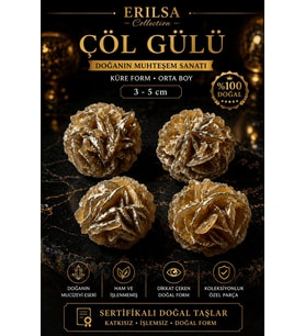 Sertifikalı Çöl Gülü Taşı Kütle - 3-5 cm Küre Form Doğal Jips Kristal Toplu (Çok Renkli)