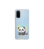 Samsung Galaxy S20 ile Uyumlu Splash Panda Tasarımlı Şeffaf Silikon Kılıf