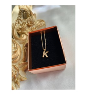 Zirkon Taşlı Minimal Gold K Harfli Kolye