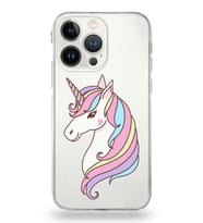 Apple iPhone 13 Pro Uyumlu Kamera Korumalı Tıpalı Kapak Unicorn Tasarımlı Silikon Şeffaf Kılıf