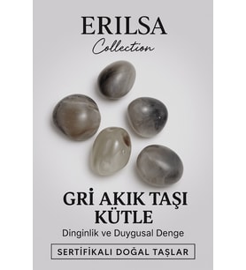 Sertifikalı Gri Akik Taşı Kütle 25–30 mm Duygusal Denge Sakinlik ve Koruma Taşı (Çok Renkli)