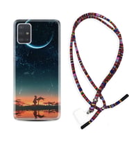 Samsung a71 A72 A73 A7 A9 2018 C7 C9 Kılıf Boyun Asklı Rasta Silikon Ay ve Kız 1720