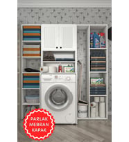 Kenzlife membran çamaşır makinesi dolabı hayzummega byzbyz panjur 180*156*55 mebran kapak MDF gövde (Beyaz-Gri)