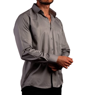 Koyu Gri Rahat Kesim Micro Kumaş Kol Düğmeli Regular Fit Erkek Gömlek - 190-7