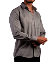 Koyu Gri Rahat Kesim Micro Kumaş Kol Düğmeli Regular Fit Erkek Gömlek - 190-7