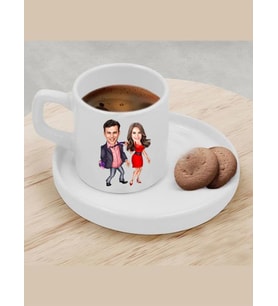 Kişiye Özel Türk Kahvesi Fincanı Karikatür Sevgili Fincanı 2