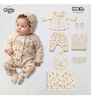 KIZ BEBEK MÜSLİN KUMAŞTAN ÇİÇEK KABARTMALI 10 LU SET 0-3 AY